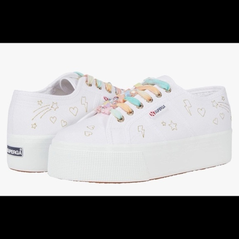Superga Women's 2790-Embroidery Laced Beaded Rainbow Sneaker - Picture 1 of 11